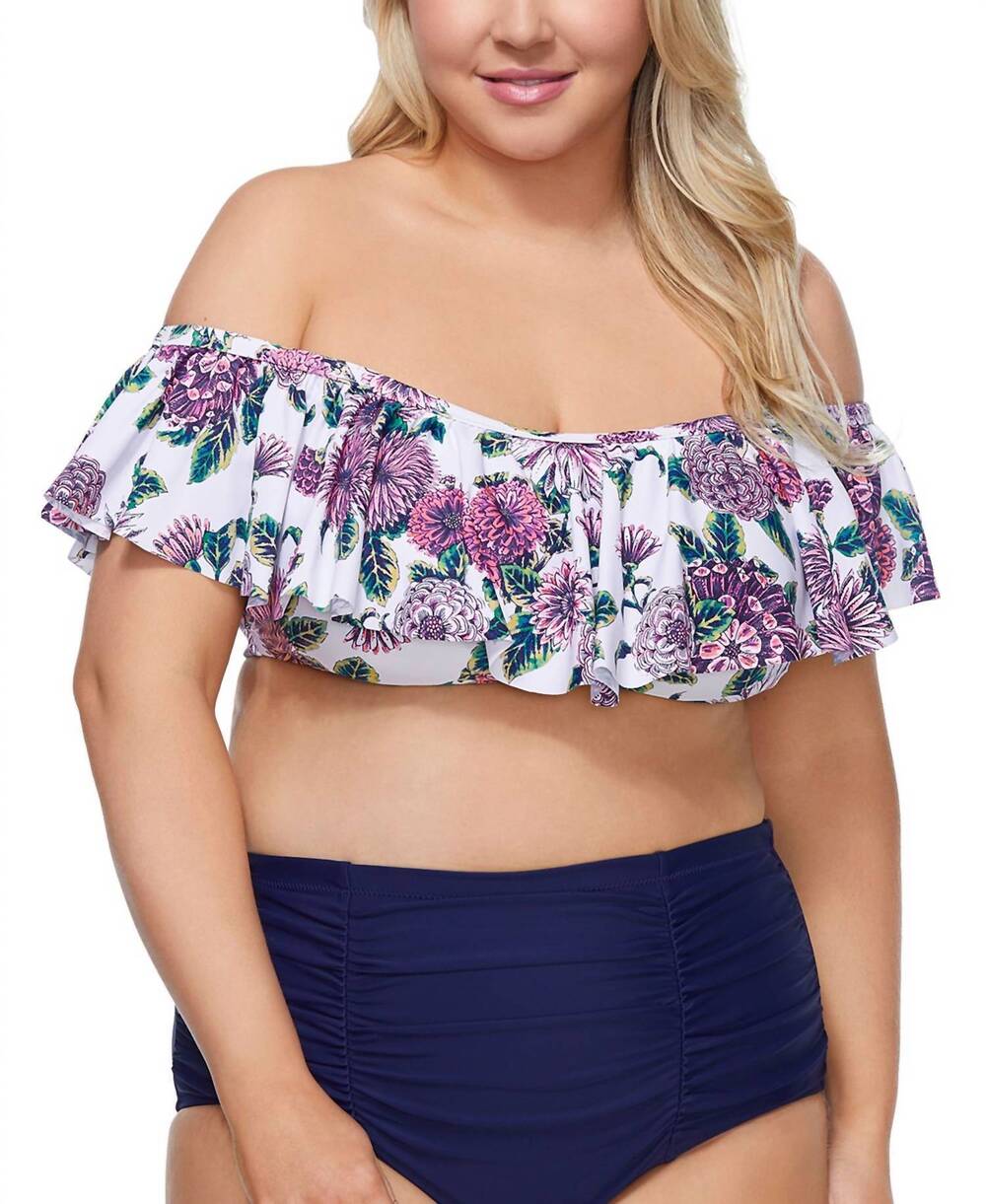 NEW RAISINS women's trendy flounce bikini top in wild romance